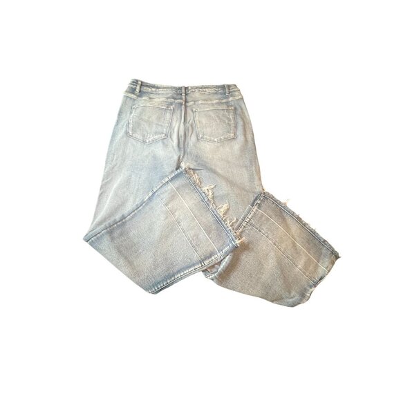 Blakeley Womens 3X Light Blue Distressed Flair Leg Jeans 32" Inseam Boho 70s - Picture 9 of 12
